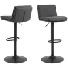 Giga Living Barkruk Donkergrijs Stof - Zithoogte 68-89cm - Tregoss - Set van 2