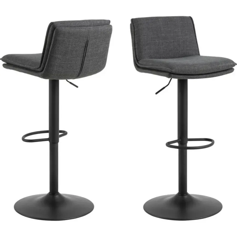 Giga Living Barkruk Donkergrijs Stof - Zithoogte 68-89cm - Tregoss - Set van 2