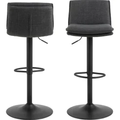 Giga Living Barkruk Donkergrijs Stof - Zithoogte 68-89cm - Tregoss - Set van 2