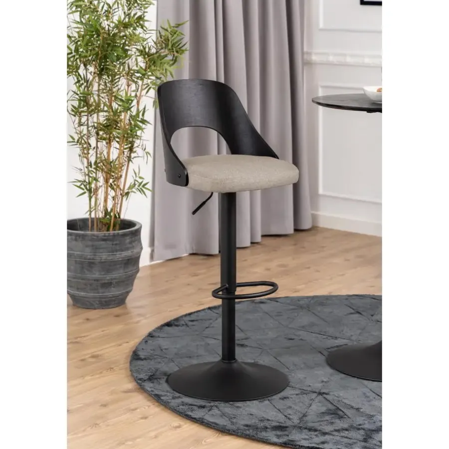Giga Living Barkruk Zand Stof - Zitbreedte 47cm - 47x51x113cm - Lucas - Set van 2