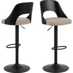 Giga Living Barkruk Zand Stof - Zitbreedte 47cm - 47x51x113cm - Lucas - Set van 2