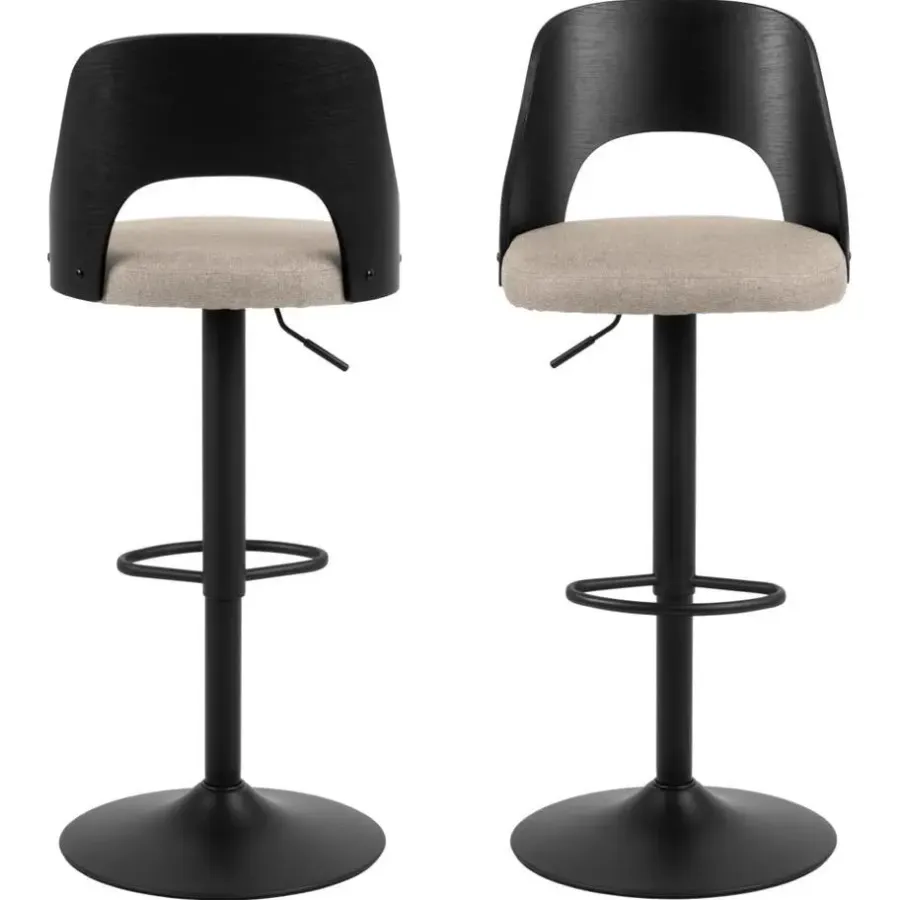 Giga Living Barkruk Zand Stof - Zitbreedte 47cm - 47x51x113cm - Lucas - Set van 2