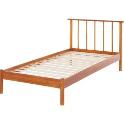 Beliani BARRET - Eenpersoonsbed - Lichte houtkleur - 90 x 200 cm - Dennenhout