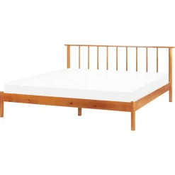 Beliani BARRET II - Tweepersoonsbed - Lichtbruin - 160 x 200 cm - Dennenhout