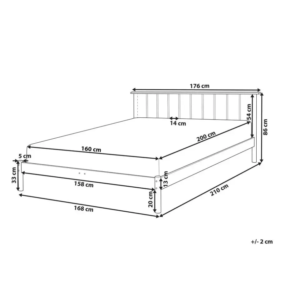 Beliani BARRET II - Tweepersoonsbed - Lichtbruin - 160 x 200 cm - Dennenhout