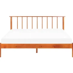 Beliani BARRET II - Tweepersoonsbed - Lichtbruin - 160 x 200 cm - Dennenhout