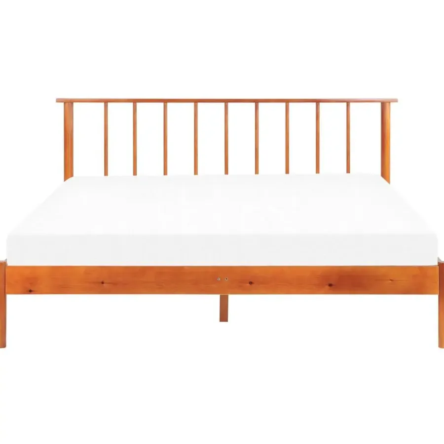 Beliani BARRET II - Tweepersoonsbed - Lichtbruin - 160 x 200 cm - Dennenhout