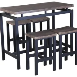 Poldimar Barset Mesin 120x60 met 4 barkrukken - bruin/zwart