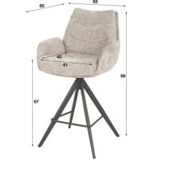 Barkrukken-Giga Living Barstoel Draaibaar - Zandkleur - Metaal - 66x67x90cm - Rich - Set van 2