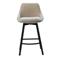 Barkrukken-Giga Meubel Barstoel Stof Beige - Zithoogte 65cm - 50x49x89cm - Roos - Set van 2