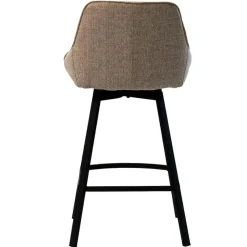 Barkrukken-Giga Meubel Barstoel Stof Taupe - Zithoogte 65cm - 50x49x89cm - Roos - Set van 2
