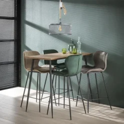 Giga Living Barstoel Velvet Groen - Zithoogte 67cm - Zwart Onderstel