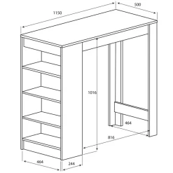 TemaHome Bartafel Aravis 115x50 met opbergruimte - zwart/beton