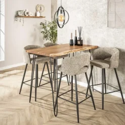 Bartafels-Giga Living Bartafel Hout 130cm - Boomstamtafel - Metalen Frame