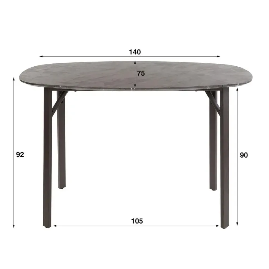 Giga Living Bartafel Keramieklook - 140x75x92cm - Deens Ovaal