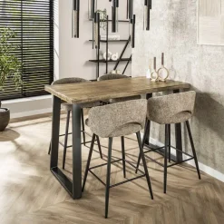 Giga Living Bartafel Mangohout Licht - 135x70x92cm - Trapeziumpoten