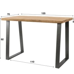 Giga Living Bartafel Mangohout Licht - 135x70x92cm - Trapeziumpoten