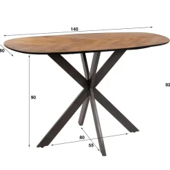 Giga Living Bartafel Organisch - Naturel Gerecycled Teak - 140x80x92cm