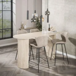 Bartafels-Giga Living Bartafel Ovaal - Keramiek Travertin - 178x70x92cm - Romano