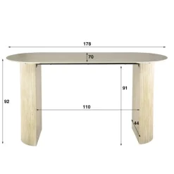 Bartafels-Giga Living Bartafel Ovaal - Keramiek Travertin - 178x70x92cm - Romano