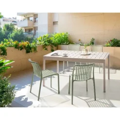 Tuintafels-Beliani BARTICA - Tuintafel - Beige - 154 x 84 cm - Synthetisch materiaal