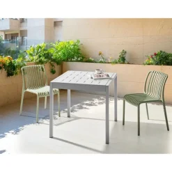 Tuintafels-Beliani BARTICA - Tuintafel - Grijs - 81 x 84 cm - Synthetisch materiaal