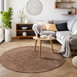 Muratap Basic Rond Shaggy vloerkleed Caramel Hoogpolig - 200 CM ROND