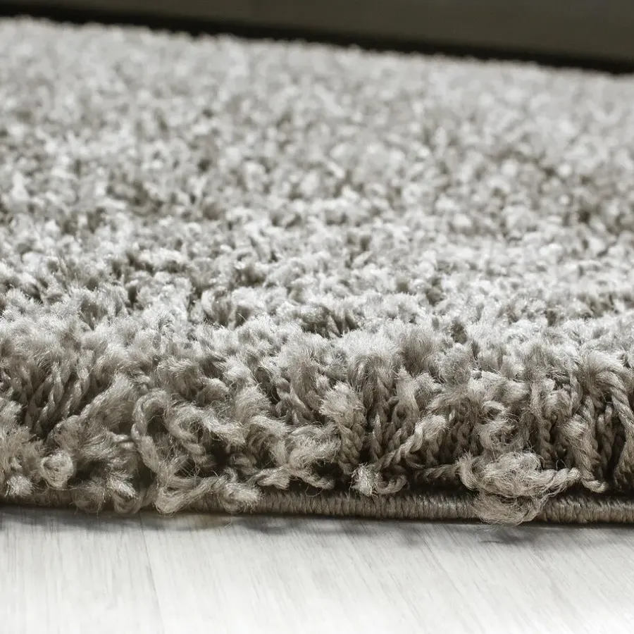 Hoogpolige Vloerkleden|Ronde Vloerkleden-Muratap Basic Rond Shaggy vloerkleed Taupe Hoogpolig - 200 CM ROND