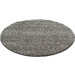 Hoogpolige Vloerkleden|Ronde Vloerkleden-Muratap Basic Rond Shaggy vloerkleed Taupe Hoogpolig - 200 CM ROND
