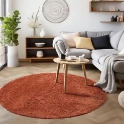 Muratap Basic Rond Shaggy vloerkleed Terra / Oranje Hoogpolig - 160 CM ROND