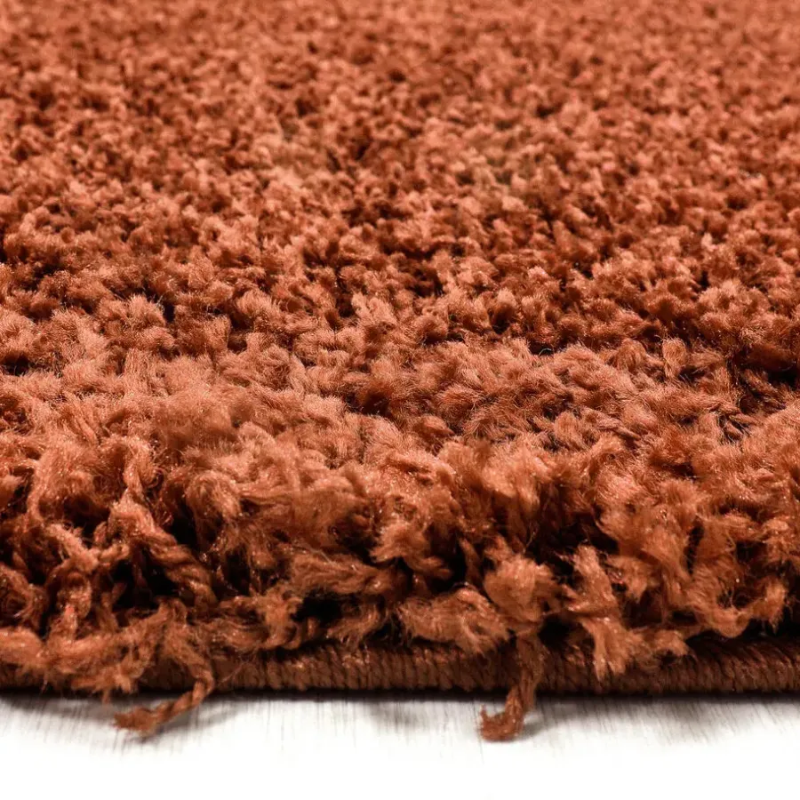 Muratap Basic Rond Shaggy vloerkleed Terra / Oranje Hoogpolig - 160 CM ROND