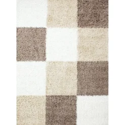 Hoogpolige Vloerkleden-Muratap Basic Shaggy Geblokt vloerkleed Bruin / Beige Hoogpolig - 160x230 CM