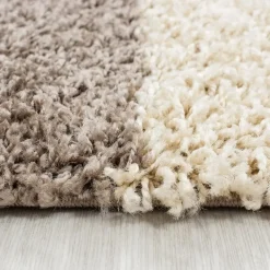 Hoogpolige Vloerkleden-Muratap Basic Shaggy Geblokt vloerkleed Bruin / Beige Hoogpolig - 160x230 CM