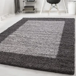 Muratap Basic Shaggy Kader vloerkleed Grijs Hoogpolig - 200x290 CM
