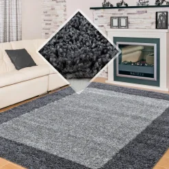 Muratap Basic Shaggy Kader vloerkleed Grijs Hoogpolig - 200x290 CM