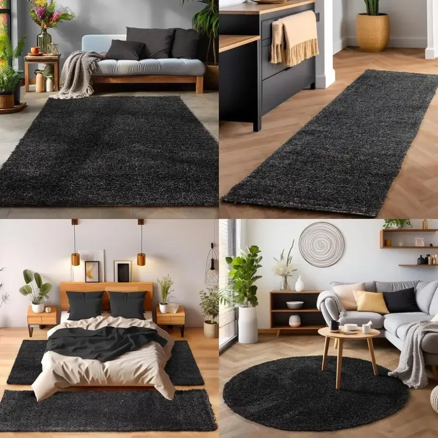 Vloerkleden|Hoogpolige Vloerkleden-Muratap Basic Shaggy vloerkleed Antraciet Hoogpolig - 200x290 CM