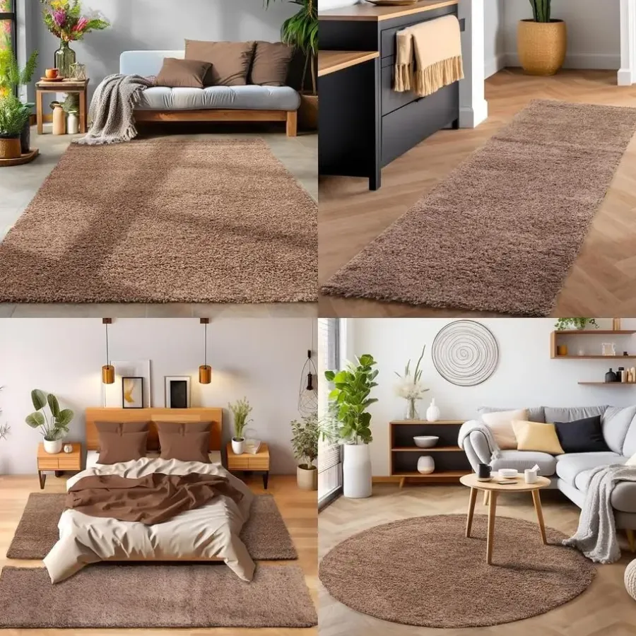 Vloerkleden|Hoogpolige Vloerkleden-Muratap Basic Shaggy vloerkleed Caramel Hoogpolig - 140x200 CM