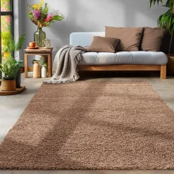 Vloerkleden|Hoogpolige Vloerkleden-Muratap Basic Shaggy vloerkleed Caramel Hoogpolig - 160x230 CM