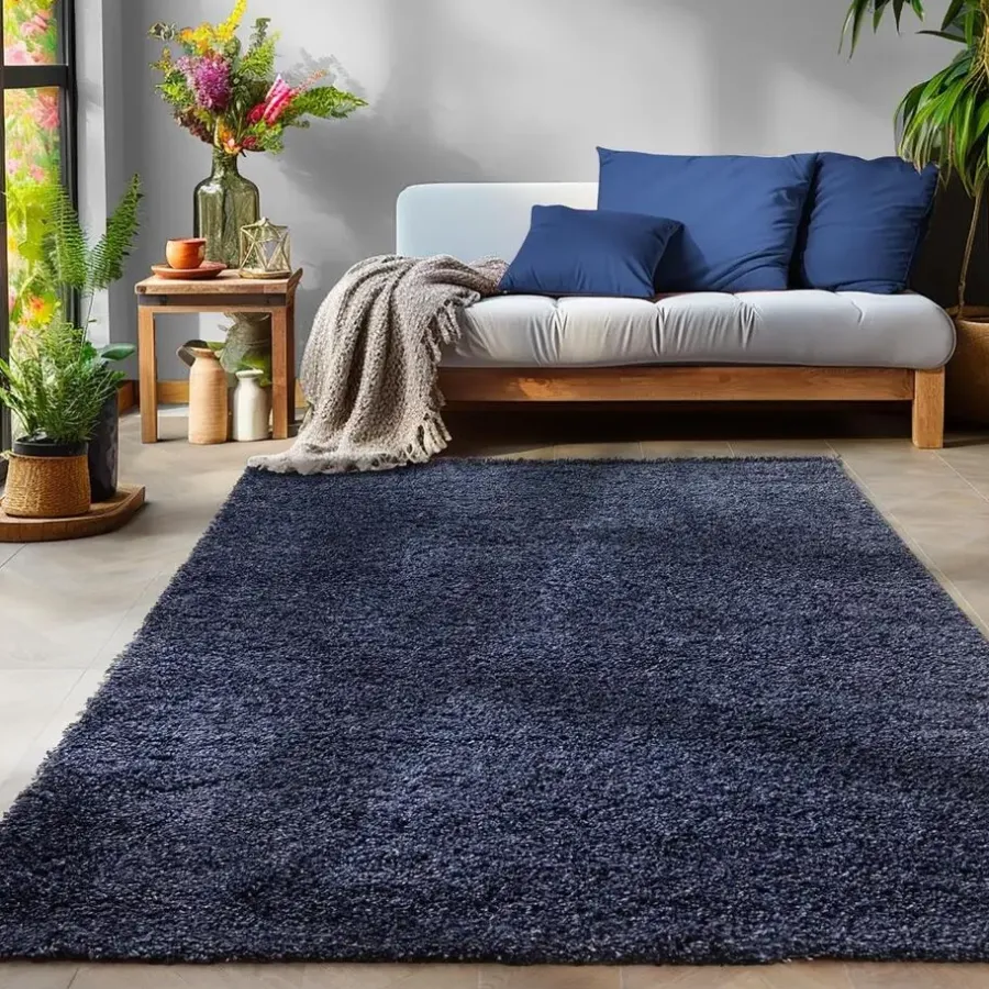 Muratap Basic Shaggy vloerkleed Donker Blauw Hoogpolig - 160x230 CM