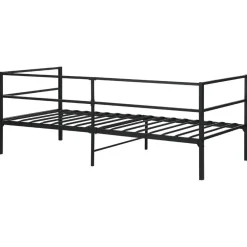 1-Persoons Bedden-Beliani BATTUT - Eenpersoonsbed - Zwart - 90 x 200 cm - Metaal