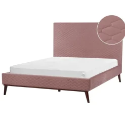 Beliani BAYONNE - Tweepersoonsbed - Roze - 140 x 200 cm - Fluweel