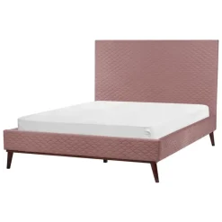 Beliani BAYONNE - Tweepersoonsbed - Roze - 140 x 200 cm - Fluweel