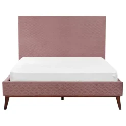 Beliani BAYONNE - Tweepersoonsbed - Roze - 140 x 200 cm - Fluweel