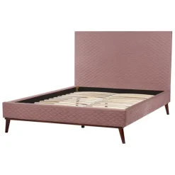Beliani BAYONNE - Tweepersoonsbed - Roze - 140 x 200 cm - Fluweel