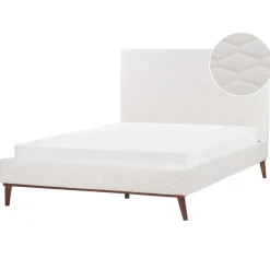 Twijfelaars-Beliani BAYONNE - Tweepersoonsbed - Wit - 140 x 200 cm - Fluweel