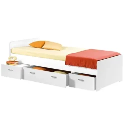 1-Persoons Bedden-Emob Bed Barko 90x200 met 3 lades - wit