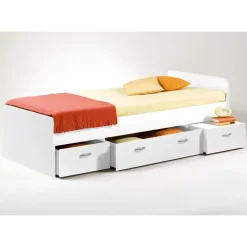 1-Persoons Bedden-Emob Bed Barko 90x200 met 3 lades - wit