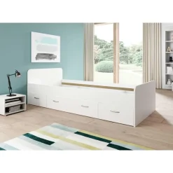1-Persoons Bedden-Emob Bed Barko 90x200 met 3 lades - wit