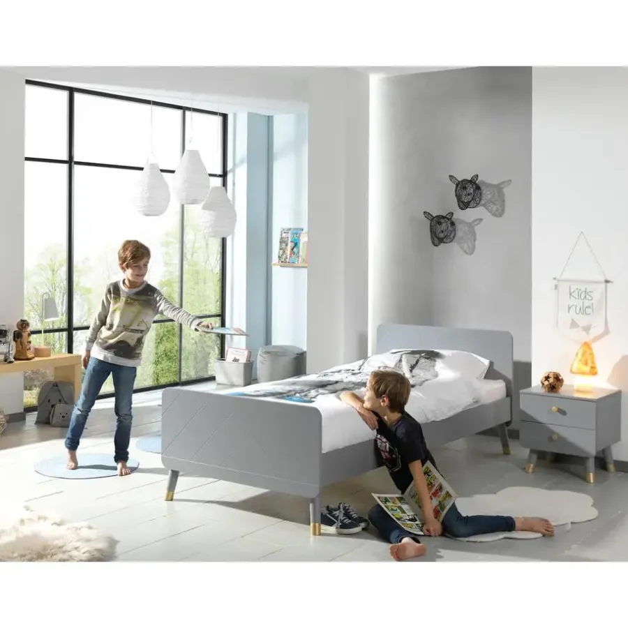 Kinderbedden-Vipack Bed Billy 90x200 - grijs