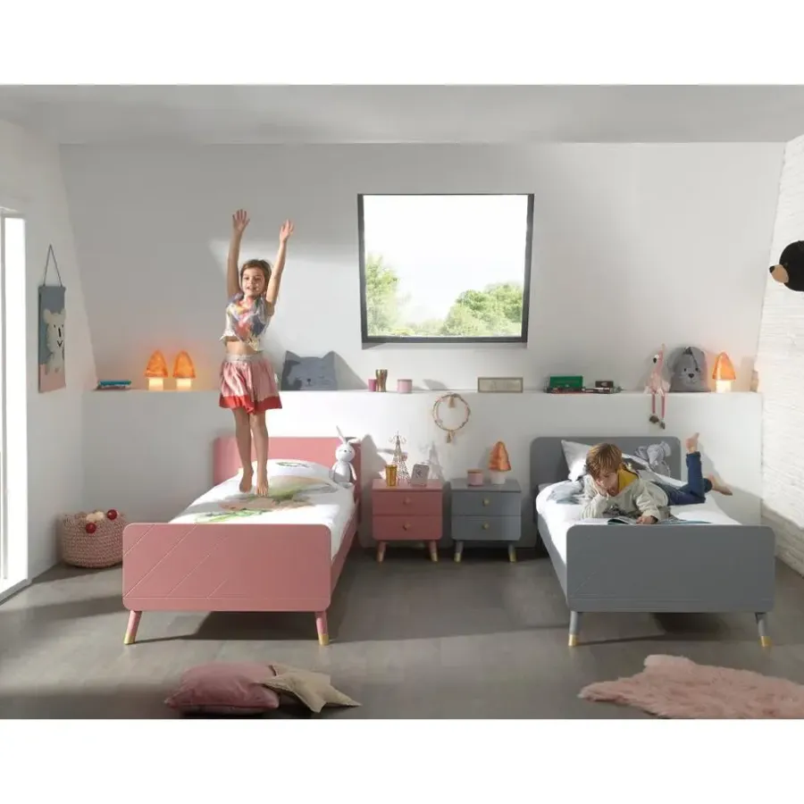 Kinderbedden-Vipack Bed Billy 90x200 - grijs